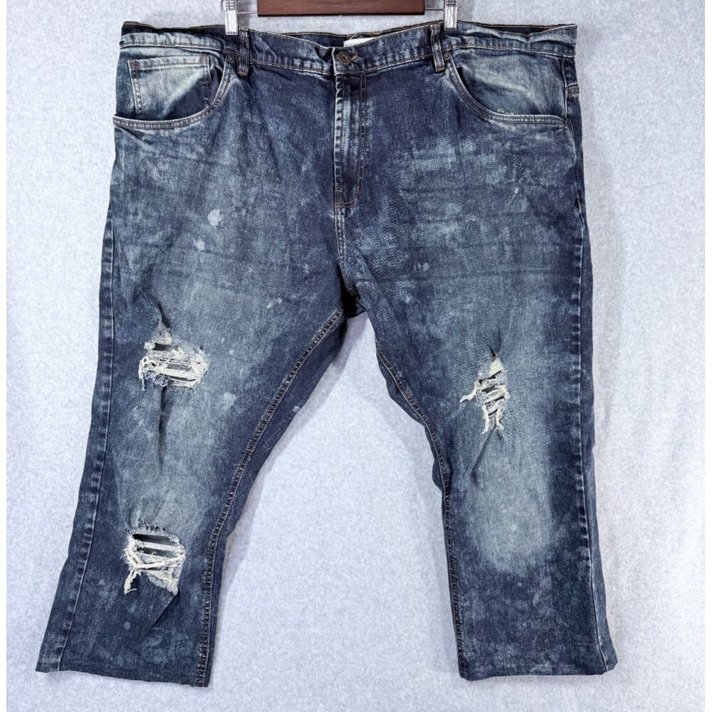 Y2K Baggy Wide Leg Jean Men 50x27 Evolution in Design Ripped Blue Hip Hop Skater